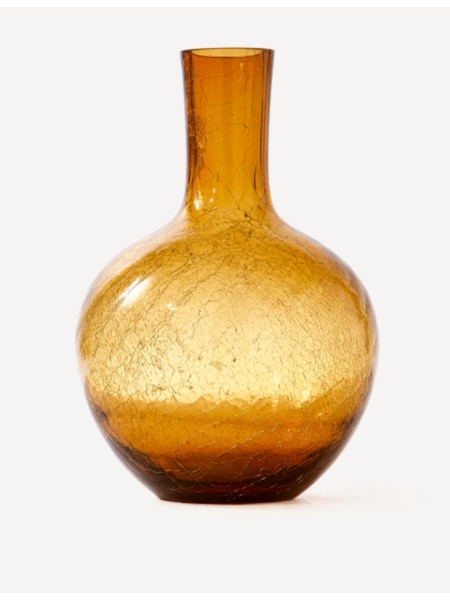 Pols Potten Vase en verre effet craquelé Ball Body S jaune
