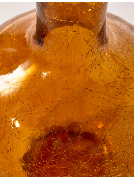 Pols Potten Vase en verre effet craquelé Ball Body S jaune