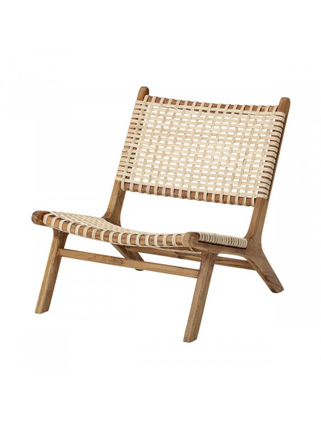 Lounge armchair in teak and natural rattan Keila Bloomingville