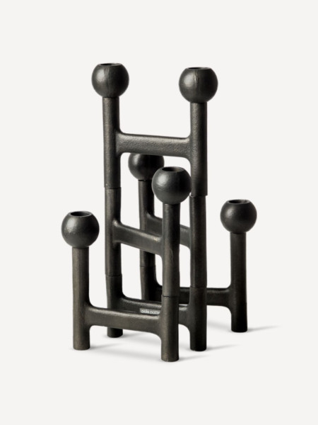 Bougeoir rond pliable noir Pols Potten