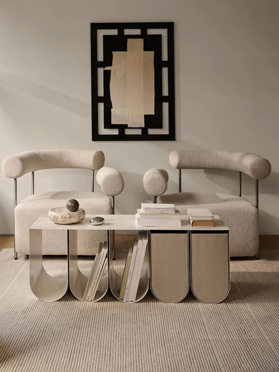 Kristina dam white curved steel storage bench