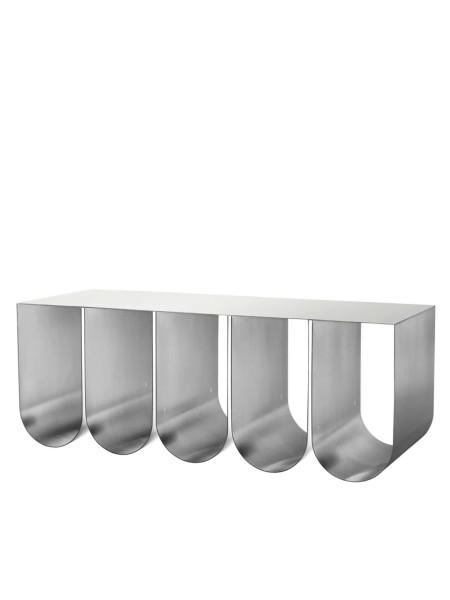 kristina dam Curved storage bench in raw steel Curved