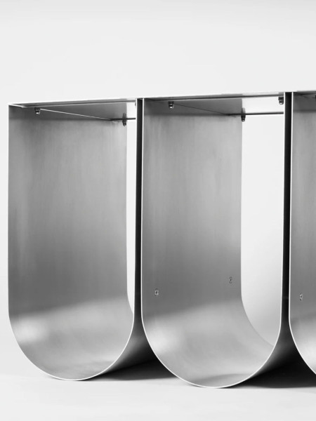 kristina dam Curved storage bench in raw steel Curved