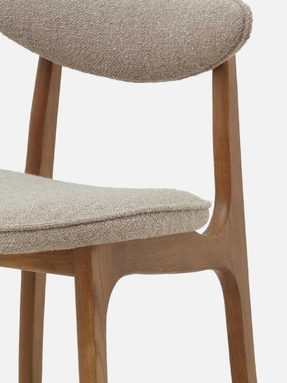 366 Concept Chaise de bar 200-190 en frêne massif et tissu bouclette beige