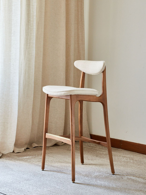 366 Concept Chaise de bar 200-190 en frêne massif et tissu bouclette