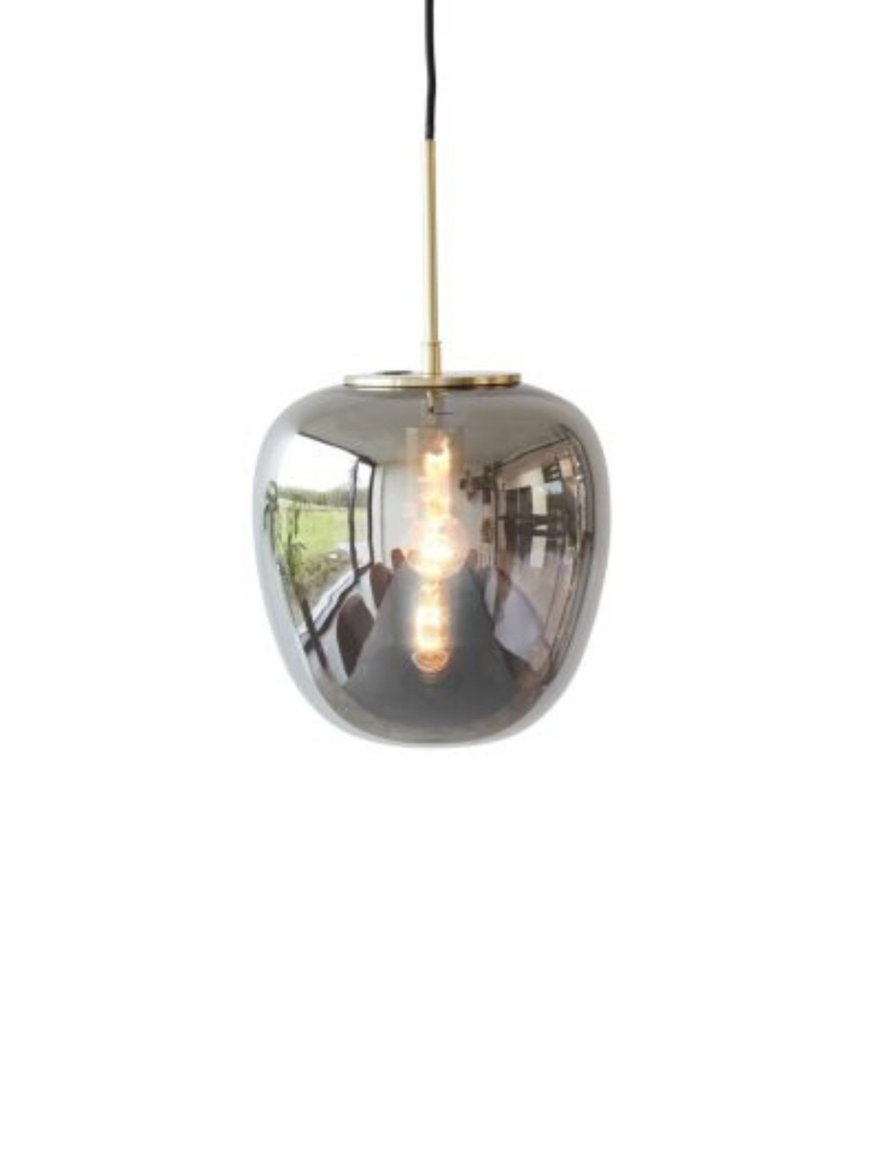 Hubsch Suspension en verre fumé avec détail en laiton Reflect Ø25cm