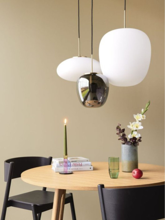 Hubsch Reflect Suspension en verre fumé avec détail en laiton Ø25cm