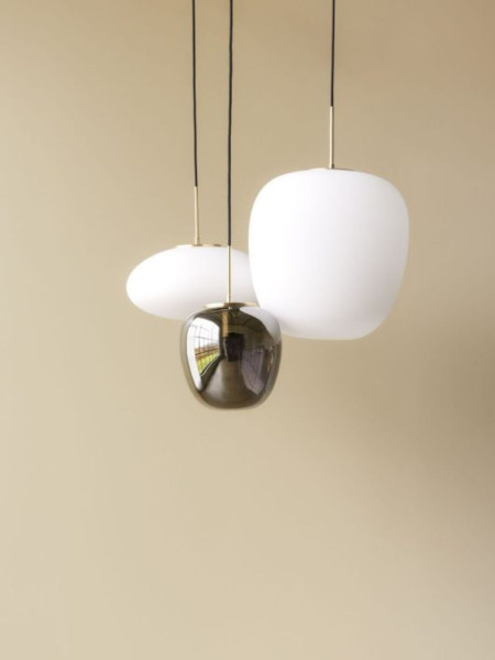 Hubsch Reflect Suspension en verre fumé avec détail en laiton Ø25cm