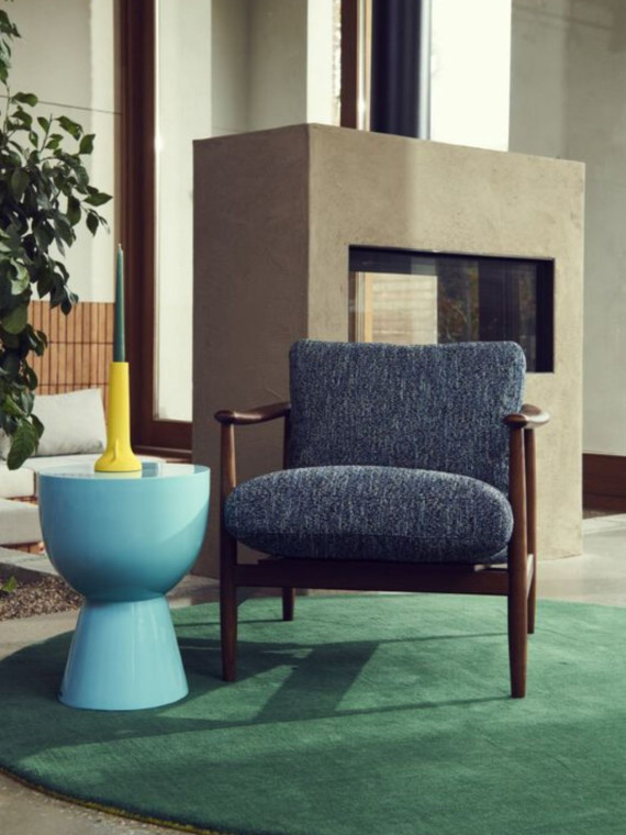 Pols Potten Fauteuil bois tissu bleu Todd Boho