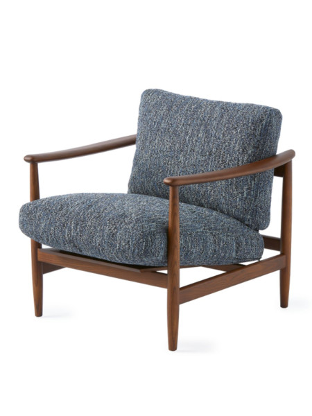 Pols Potten Fauteuil bois tissu bleu Todd Boho