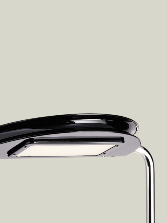 DCW Chrome-plated Mezzaluna floor lamp with marble base