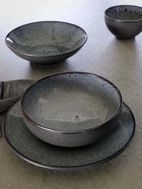 Pomax bol à soupe en grès MIRHA gris foncé Ø18,9cm