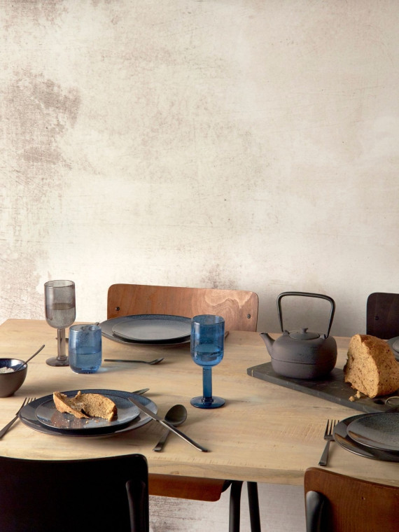Pomax assiettes à dessert en grès MIRHA gris foncé Ø22cm