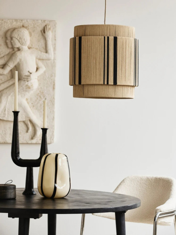 Vase en verre fait main, Bohol Nordal blanc cassé et noir S