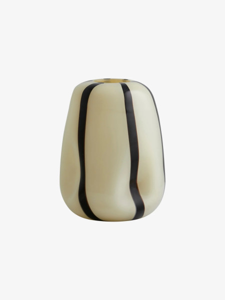 Vase en verre fait main, Bohol Nordal blanc cassé et noir S