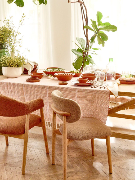 Pomax - Hazel Chair in oak and bouclé fabric | MBS Design
