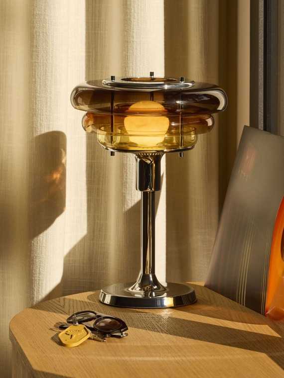 market set Lampe à poser en métal et verre ambre SUNSET