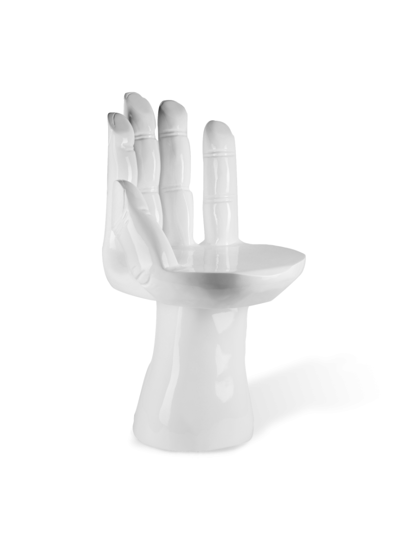 Chaise Main Pols Potten en résine laquée blanche