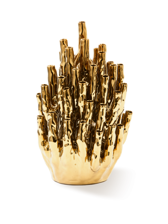 Pols Potten Coral 50-tulips vase gold · front view