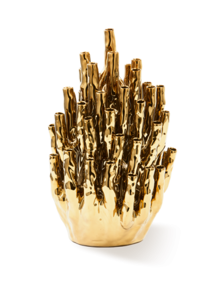 Pols Potten Coral 50-tulips vase gold · front view