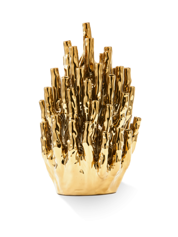 Pols Potten Coral 50-tulips vase gold · front view