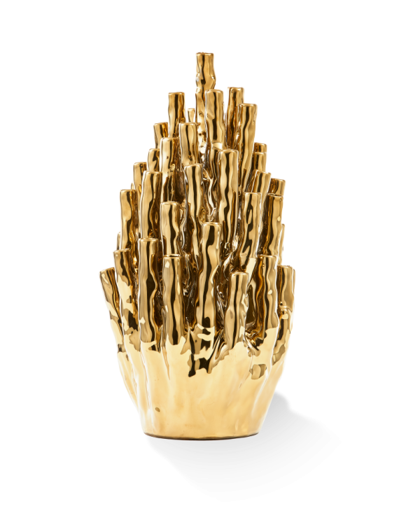 Pols Potten Coral 50-tulips vase gold · front view