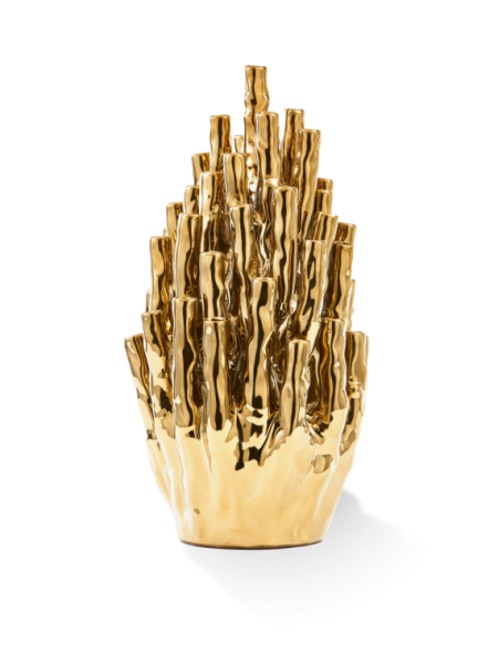 Pols Potten Coral 50-tulips vase gold · three-quarter view
