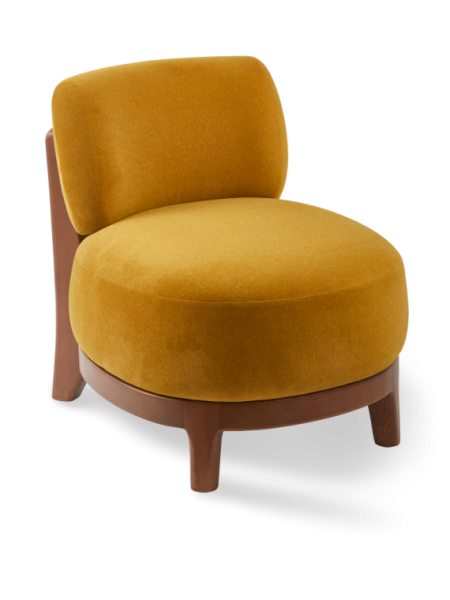 Pols Potten ash and yellow fabric armchair Fizz Soft · front view