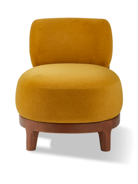 Pols Potten ash and yellow fabric armchair Fizz Soft · three-quarter view