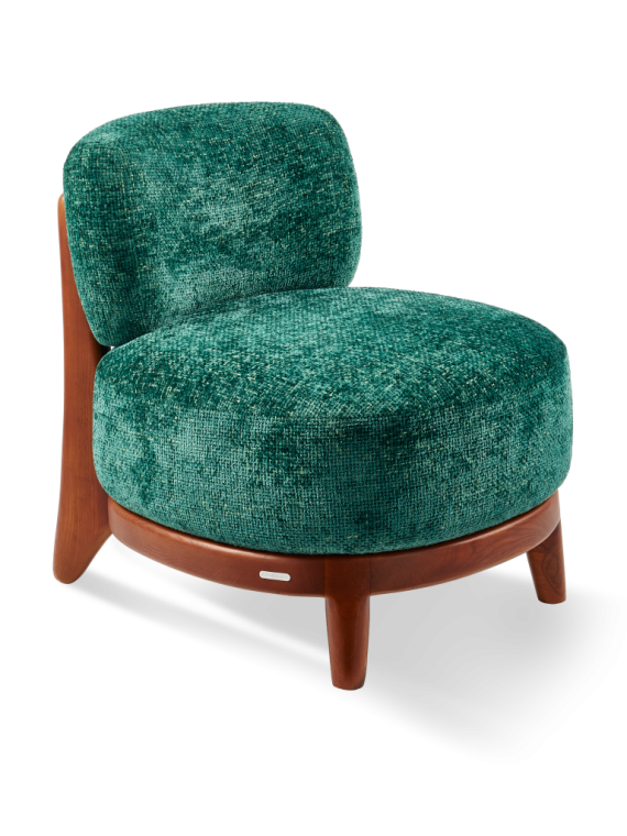Pols Potten ash and dark green fabric armchair Fizz Greenish · front view