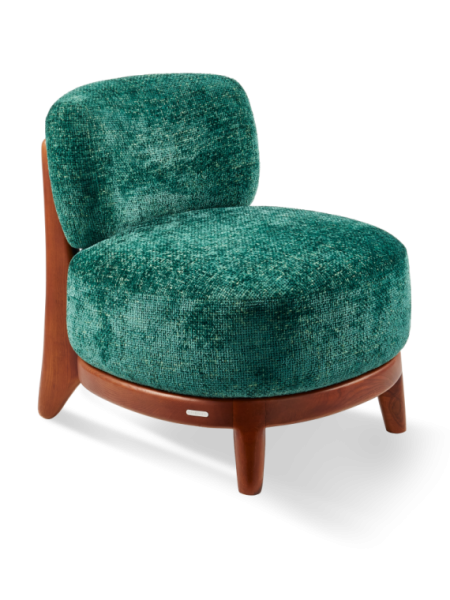 Pols Potten ash and dark green fabric armchair Fizz Greenish · front view