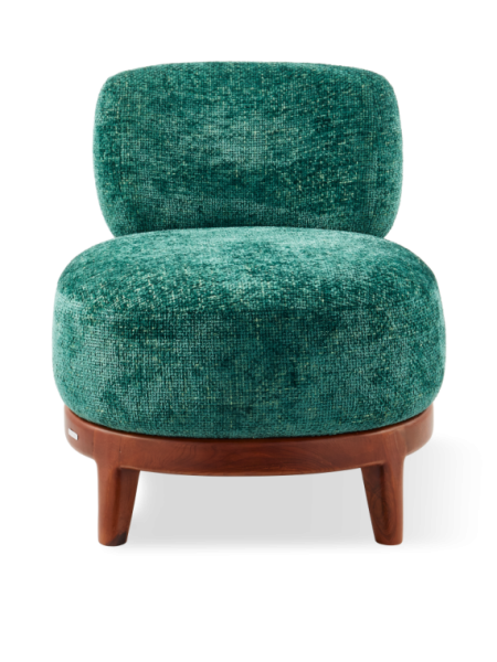 Pols Potten ash and dark green fabric armchair Fizz Greenish · three-quarter view