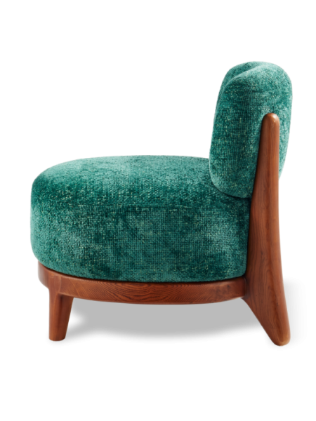 Pols Potten ash and dark green fabric armchair Fizz Greenish · rear view