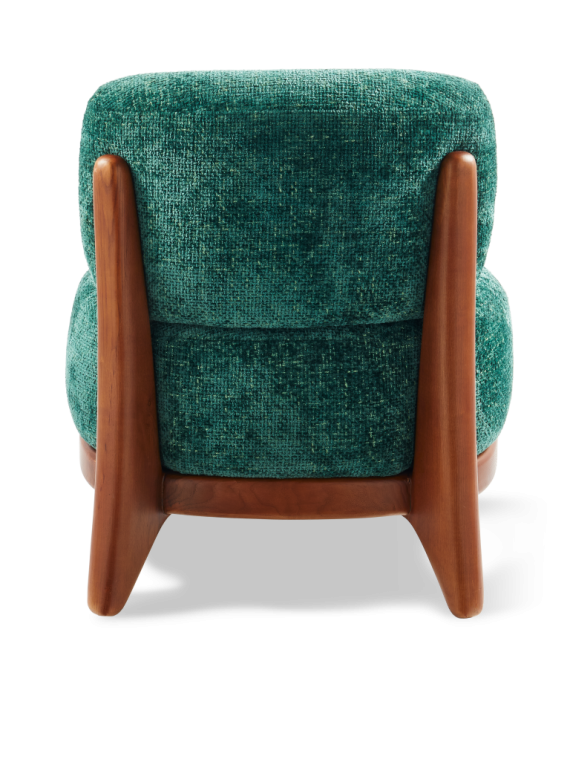 Pols Potten ash and dark green fabric armchair Fizz Greenish · front view