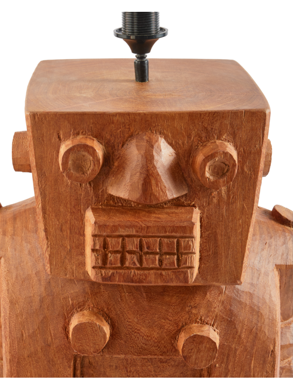 Pols Potten Robot cognac wood lamp base · front view
