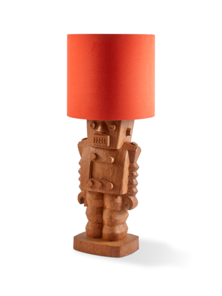 Pols Potten Robot cognac wood lamp base · in setting