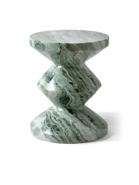 Pols Potten Zig Zag green marble stool · front view
