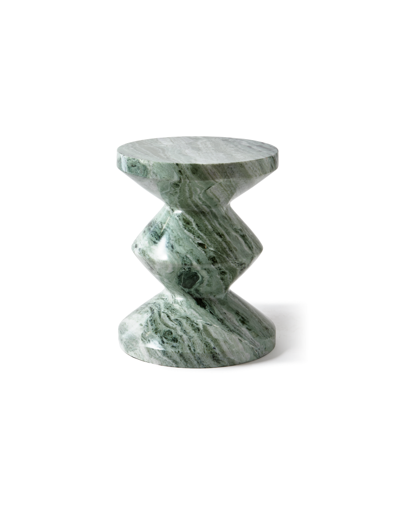 Pols Potten Zig Zag green marble stool · front view