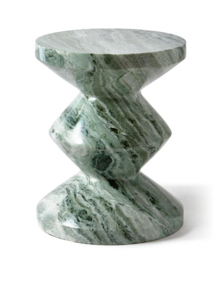Pols Potten Zig Zag green marble stool · front view