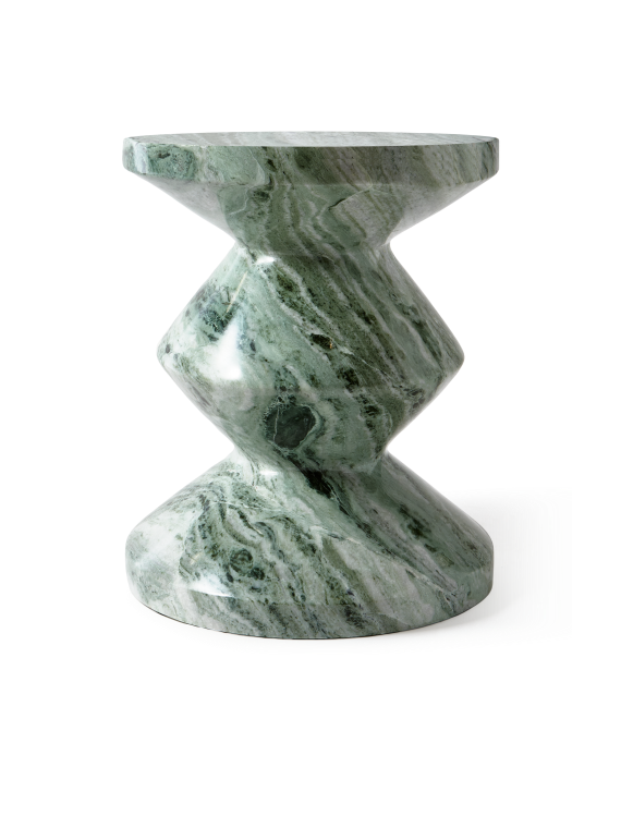Pols Potten Zig Zag green marble stool · front view