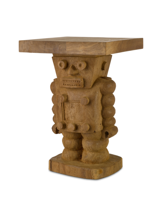Pols Potten Robot cognac wood side table · front view