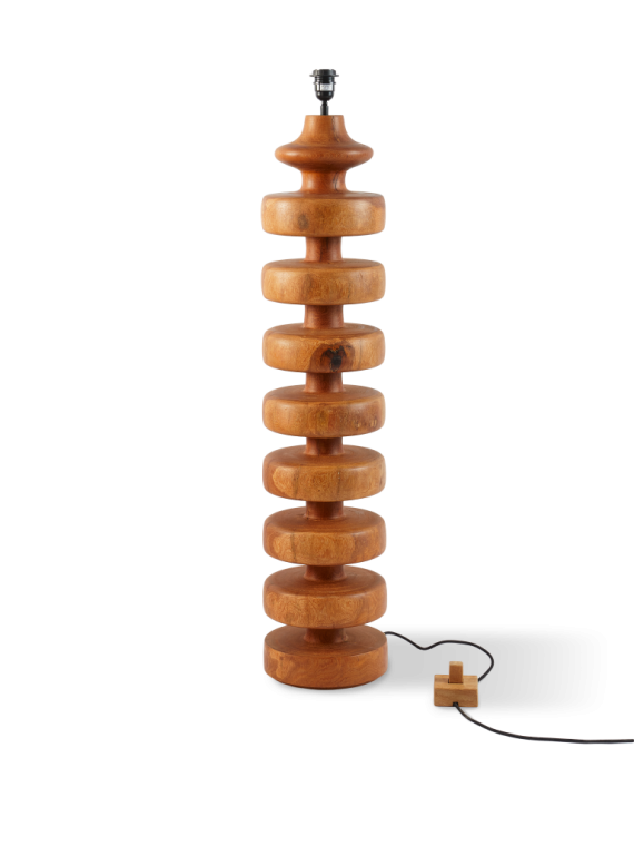 Pols Potten Gouda tall cognac wood lamp base · front view