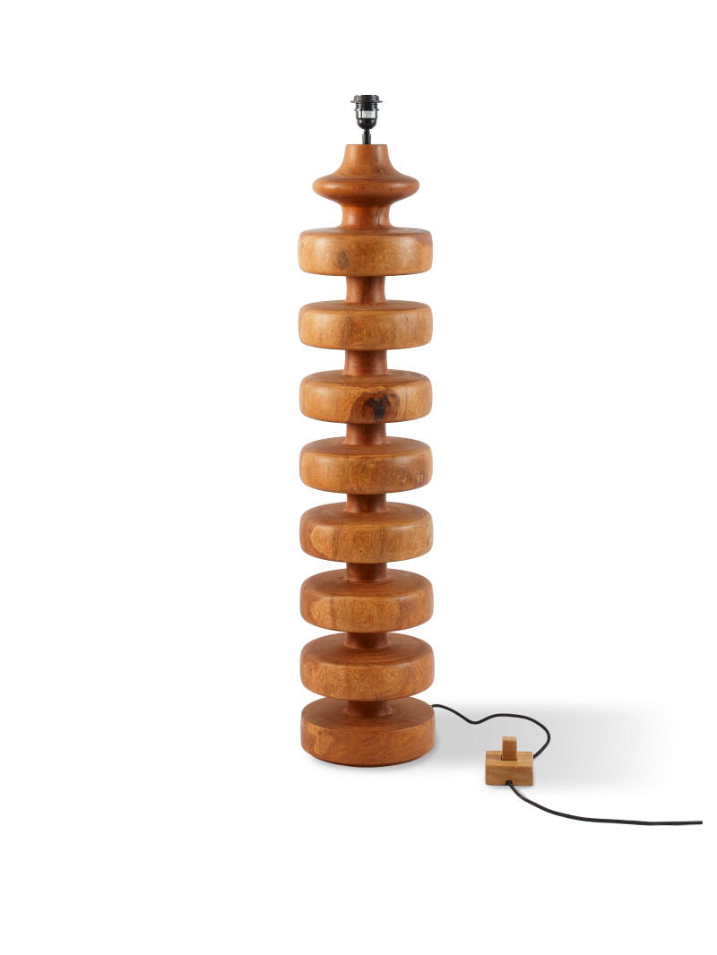 Pols Potten Gouda tall cognac wood lamp base · front view
