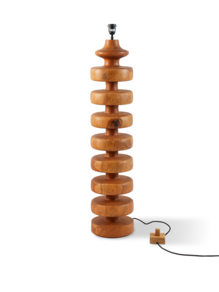 Pols Potten Gouda tall cognac wood lamp base · front view