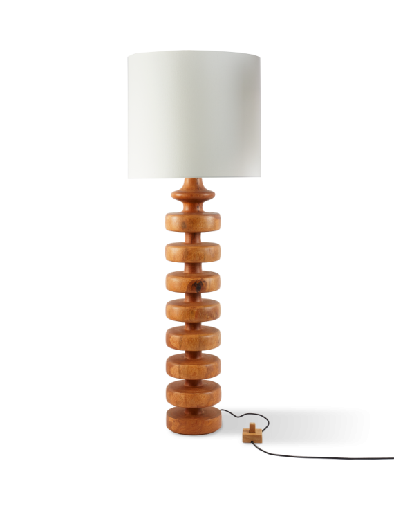 Pols Potten Gouda tall cognac wood lamp base · front view