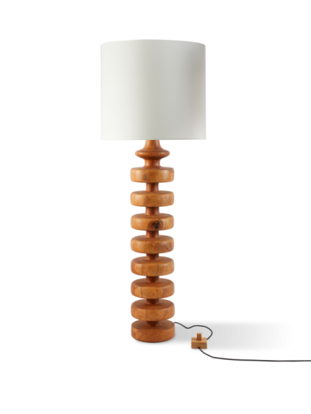 Pols Potten Gouda tall cognac wood lamp base · three-quarter view