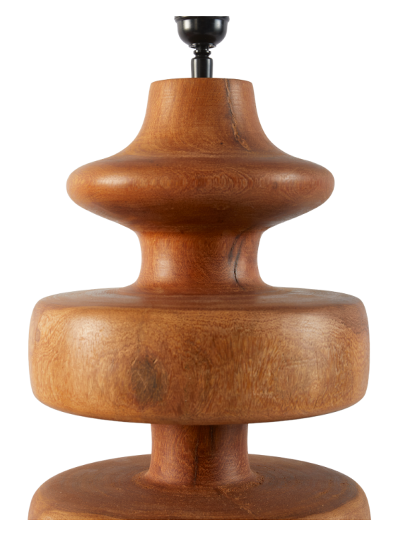 Pols Potten Gouda tall cognac wood lamp base · front view