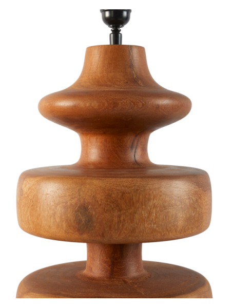 Pols Potten Gouda tall cognac wood lamp base · base detail view