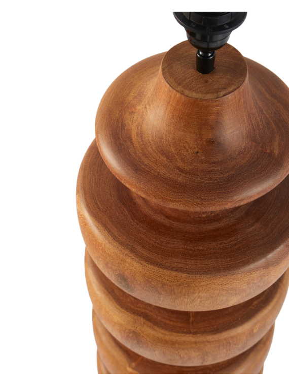 Pols Potten Gouda tall cognac wood lamp base · front view