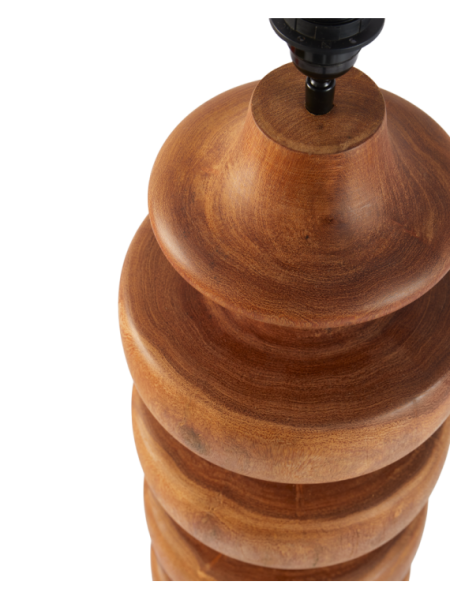 Pols Potten Gouda tall cognac wood lamp base · finish detail view
